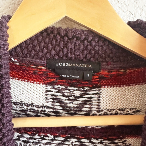 VTG Y2K BCBGMAXAZRIA Aztec Cardigan Knit Sweater Small Southwestern Boho 90s - Picture 4 of 9